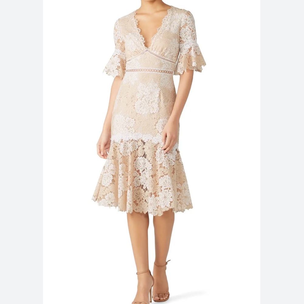 Saylor Maggy Floral Lace Dress Size S Women Wedding Guest V Neck Nylon Blend